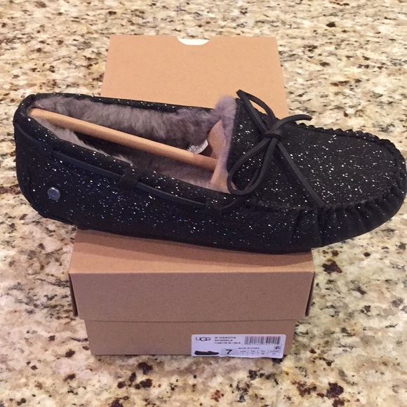 UGG Shoes - UGG size 7 black glitter slippers, authentic